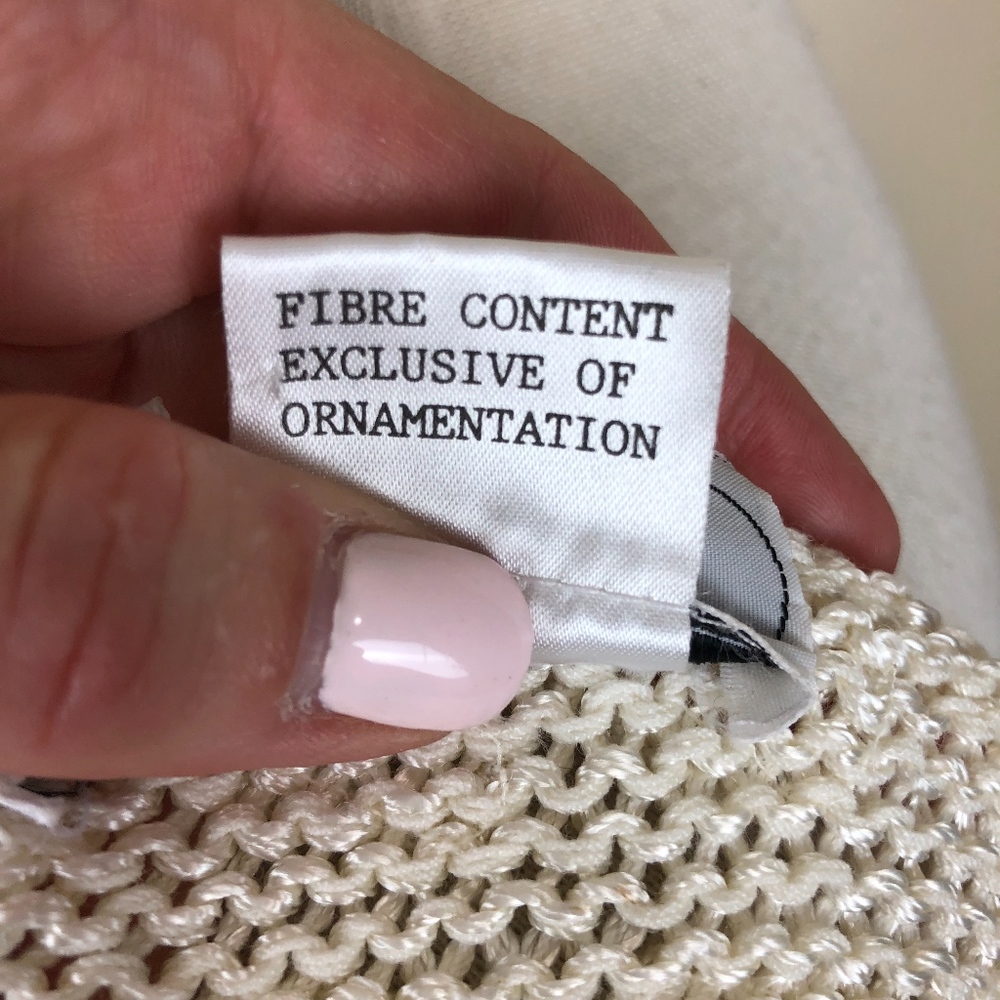 VTG 80s Nannell sweater ivory shldr pads  Sz S - Picture 8 of 8